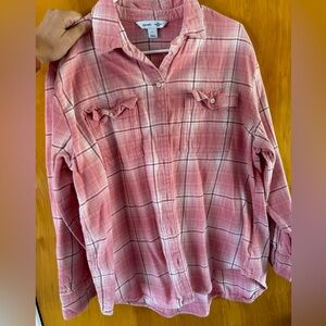 Old navy Pink Plaid Boyfriend Flannel top